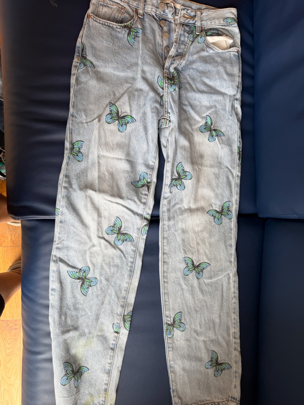 PACSUN Light Wash Butterfly Print Women’s Jeans